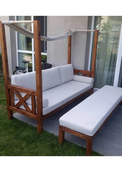 Ahşap Puflu Sedir Bahçe Balkon Teras Mobilyası