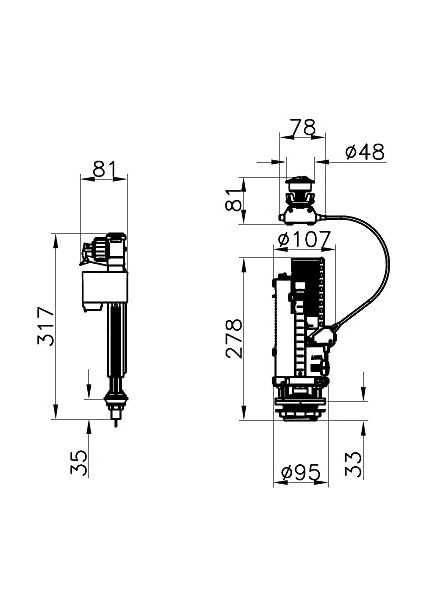 Plus 330B4110 Rezervuar Iç Takımı, Alttan Su Girişli, 3/6 L fiyatları