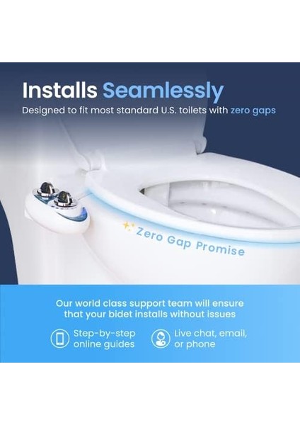 Bidet Neo 120 - Kendi Kendini Temizleme, Taze, Su, Elektriksiz Mekanik Bide Tuvalet Başlığı (Mavi ve Beyaz)