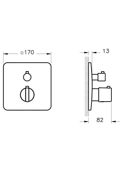 Suit U A42674 Ankastre Termostatik Banyo Bataryası, Sıva Üstü, V-Box, Krom