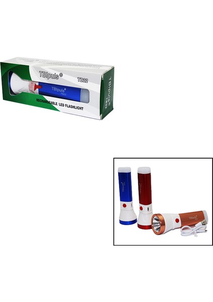 2ın1 1W LED - Cob USB Şarjlı El Feneri Metal Renkli Kasa