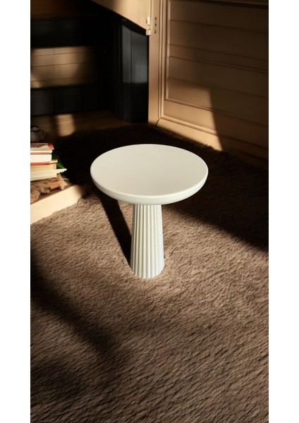 Wood Wooden Ahşap Krem Renk Tekli Mantar Yan Sehpa Fiskos Çiçeklik Decorative fiyatları