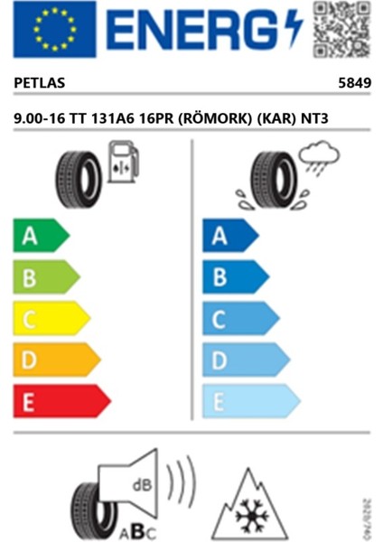 9.00-16 Tt 131A6 16PR (Römork) (Kar) Nt3 Römork Lastiği (Üretim TARIHI:2024) fiyatları