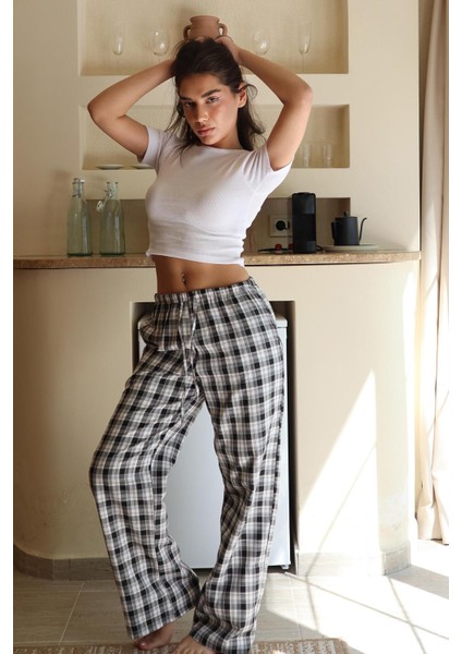 Antrasit Ekoseli Kadın Pantolon MG2401