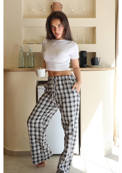 Antrasit Ekoseli Kadın Pantolon MG2401 fiyatları