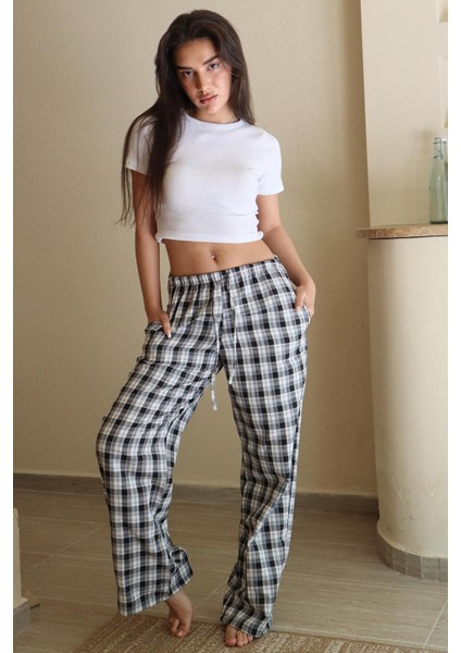 Antrasit Ekoseli Kadın Pantolon MG2401 modelleri