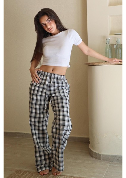 Antrasit Ekoseli Kadın Pantolon MG2401 indirimleri