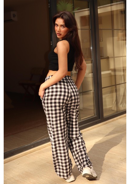 Siyah Ekoseli Kadın Pantolon MG2401 fiyatları