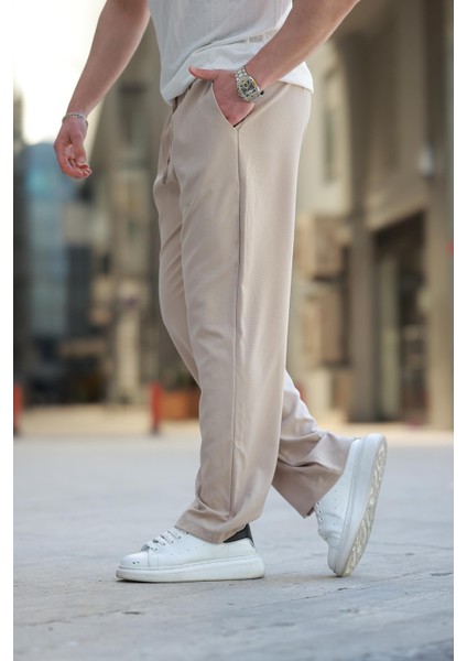 Bej Beli Ayarlanabilir Rahat Kesim Erkek Pantolon E6564 modelleri