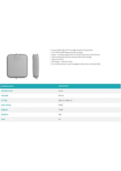 Genleşme Tankı Önaysan Vıessmann Kord 8lt 3/8 W:300 D:341