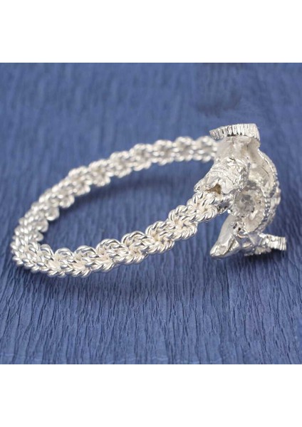 925 Ayar Gümüş Üçgen Örgü Burma Kollu Koç Kafalı Bilezik fırsatları