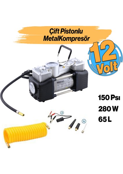 Çift Pisyonlu 12 V Araç Tipi Çakmaklık Metal Hava Kompresörü Araba Bisiklet Teker Lastik Top Şişirme