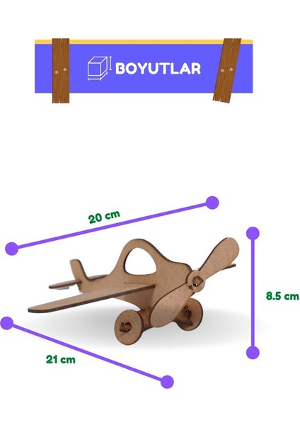 Ahşap Tayyare Maket | Kendin Yap Ahşap Oyuncak | Stem-A Eğitim Seti