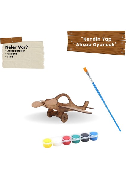 Ahşap Tayyare Maket | Kendin Yap Ahşap Oyuncak | Stem-A Eğitim Seti