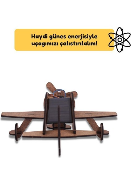 Güneş Enerjili Uçak Kendin Yap Ahşap Oyuncak Stem-A Eğitim Seti
