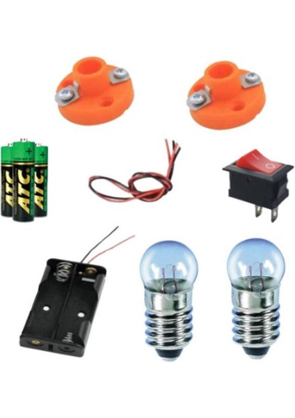 Elektirik Deney Seti, Mini Duy, Mini Ampul, Pil Yatağı, Aç- Kapa Anahtar, Kalem Pil