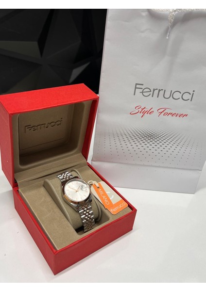 Ferrucci Çelik Kordon Takvimli Kadran Suya Dayanıklı Kadın Kol Saati BFC.03298.04 fırsatları