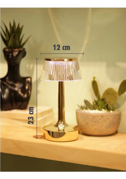 3 Işıklı Renkli Şarjlı Masa Lambası Dim Edilebilir Gold Metal Görünümlü Gece Lambası fiyatları