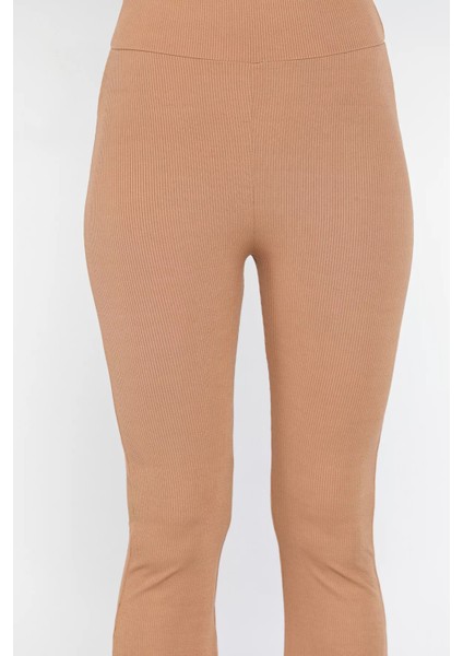 Kadın Yüksek Bel Ispanyol Paça Fitilli Tayt fırsatları