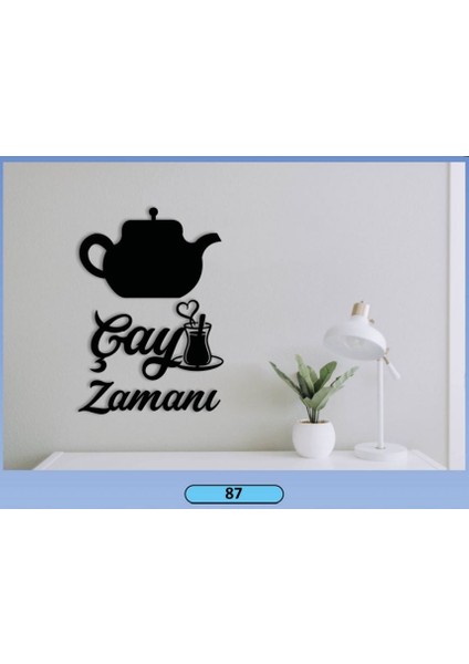 Dekoratif Mdf Lazer 3Parça Çay Zamanı Kesim Sembollü Tasarım Tablo