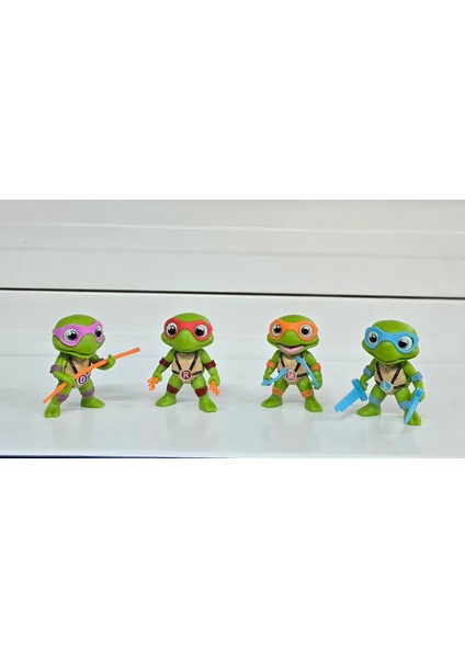 Oyuncak Ninja Kaplumbağalar Leonardo Raphael Michelangelo Donatello 4 Lü Set Figür 8 cm