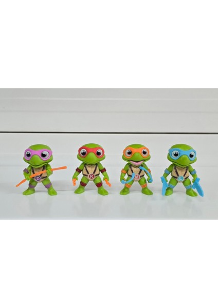 Oyuncak Ninja Kaplumbağalar Leonardo Raphael Michelangelo Donatello 4 Lü Set Figür 8 cm