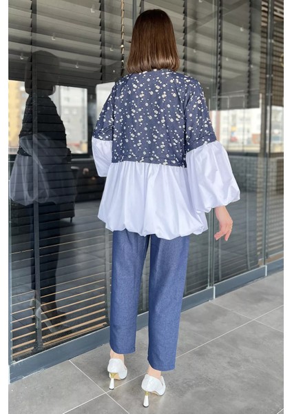 Balon Kol Garnili Taşlanmış Tunik Pantolon Jeans Ikili Takım modelleri