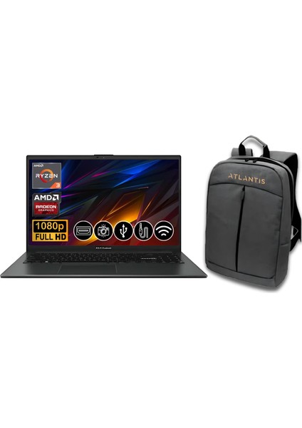 Vivobook Go 15 R3-7320U 8gb 512GB M.2 SSD E1504FA-NJ097 ATL12 15.6" Fdos Notebook +Çanta
