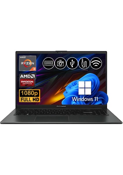 Vivobook Go 15 R3-7320U 8gb 128GB M.2 SSD E1504FA-NJ097 Atl5 15.6" W11PRO Taşınabilir Bilgisayar