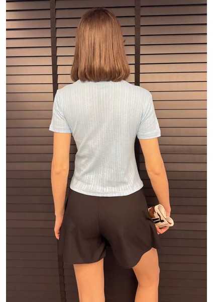 Kadın Boydan Düğmeli Ajurlu Bluz modelleri