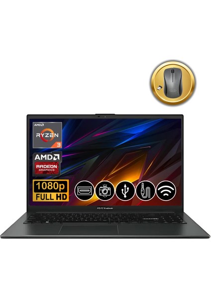 Vivobook Go 15 R3-7320U 8gb 256GB M.2 SSD E1504FA-NJ097 ATL26 15.6" Fdos Notebook +Mouse