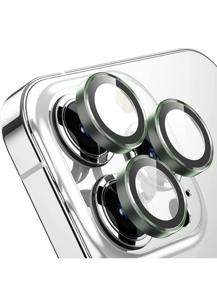 IPHONE 13 Promax / IPHONE 13 Pro Uyumlu Safir Metal Çerçeveli Kamera Koruma Lensi