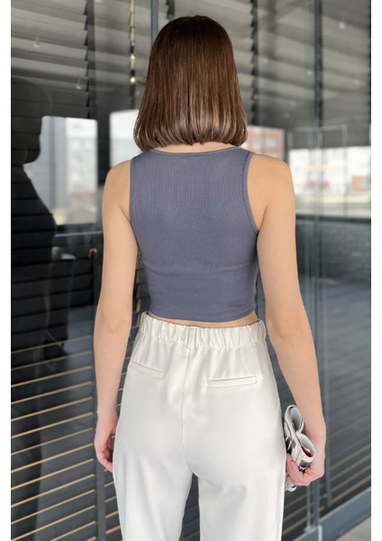 Kadın Bisiklet Yaka Sıfır Kol Basic Body Bluz