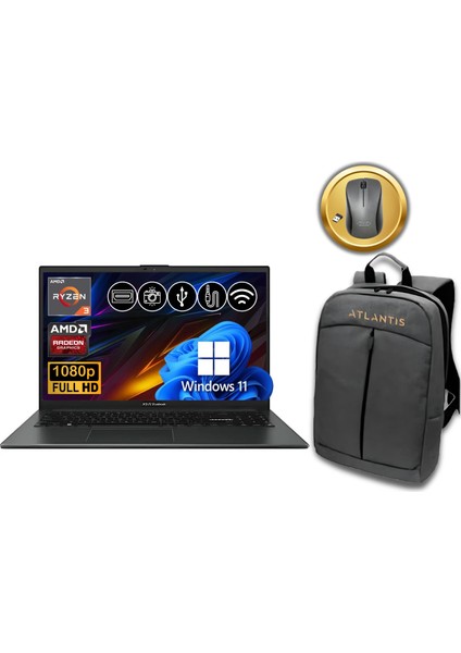 Vivobook Go 15 R3-7320U 8gb 1tb M.2 SSD E1504FA-NJ097 ATL38 15.6" W11PRO Notebook +Mouse&çanta