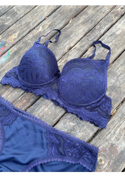 Mavi Dantelli Destekli Sütyen Takımı fiyatları