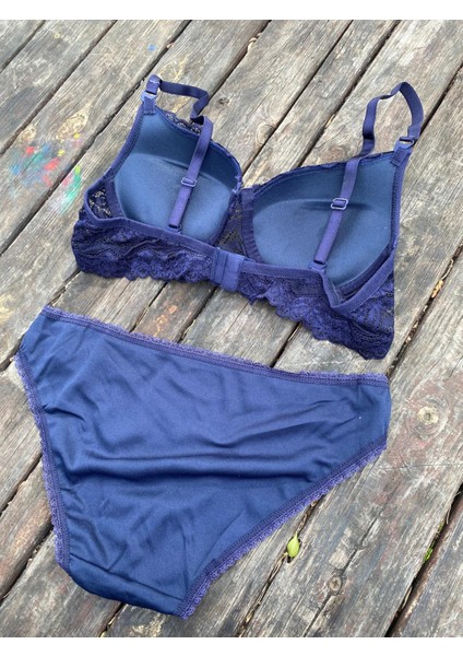 Mavi Dantelli Destekli Sütyen Takımı modelleri