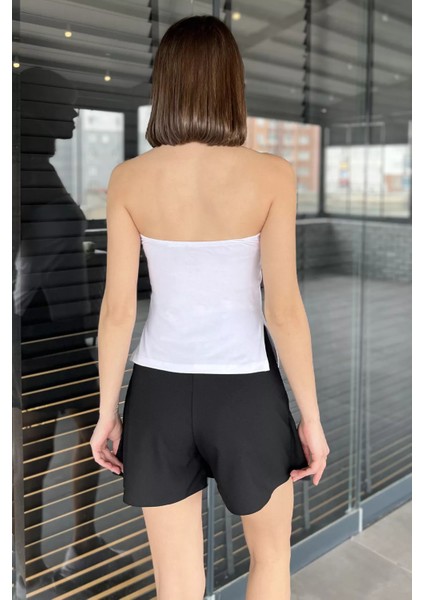 Kadın Yanlar Yırtmaç Detaylı Straplez Bluz modelleri