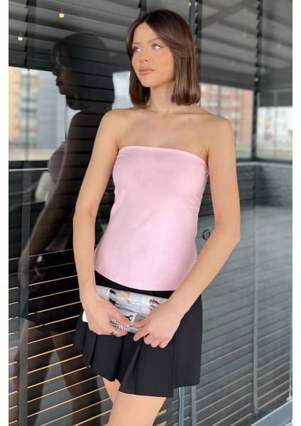 Kadın Yanlar Yırtmaç Detaylı Straplez Bluz fiyatları