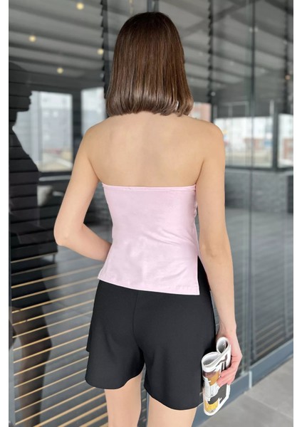 Kadın Yanlar Yırtmaç Detaylı Straplez Bluz modelleri