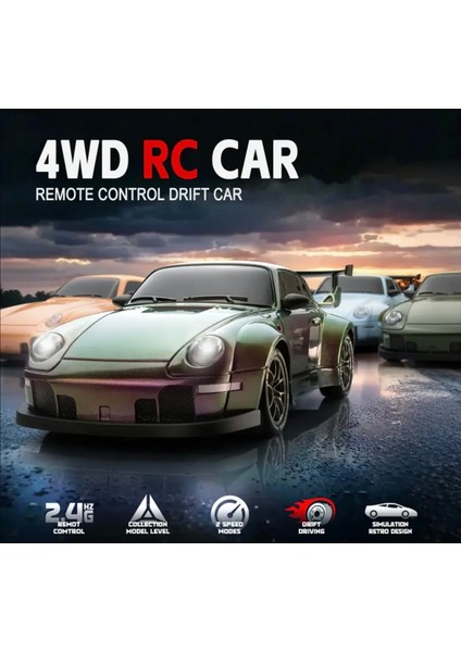 Porsche 911 Drift 4x4 Uzaktan Kumandalı 1:24 Şarjlı RC Araba 2.4ghz 4WD 20Km/s