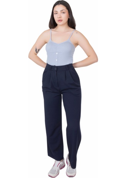 Looksense Kadın Kemerli Çift Köprülü Pantolon 01014