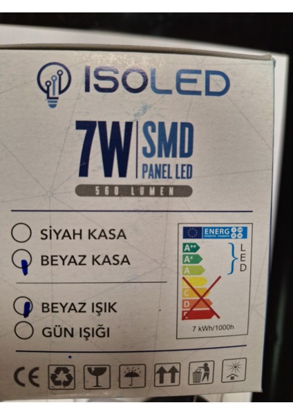 - 7W SMD PANEL LED SPOT BEYAZ KASA BEYAZ IŞIK İKİLİ