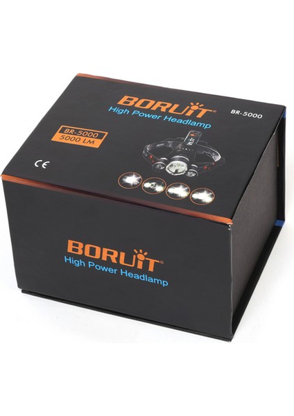 Boruit T6 Kafa Feneri 5000 Lumens 3xcree Xm-T6+2r5 Lamba LED Kamp Lambası