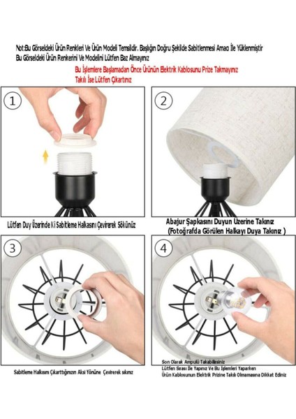 Glad Masif Ahşap Ayaklı Zarif Abajur Konik Krem Başlıklı Masa Lambası Komodin Abajur