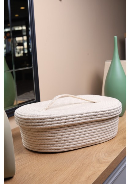 Jüt Hasır Sepet Oval Kapaklı Organizer 30 x 20 fiyatları