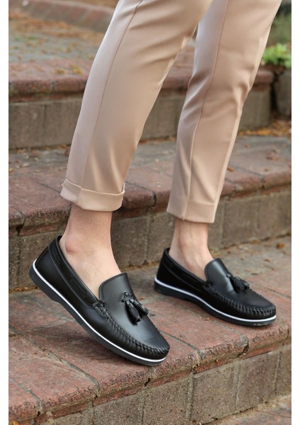 Roger Siyah Cilt Garantili Erkek Günlük Klasik Casual Rahat Ortopedik Ayakkabı ROGER-9168