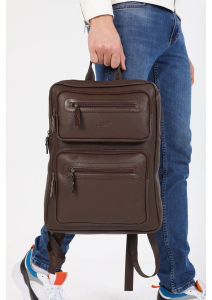 Unisex Suya Dayanıklı 15.6 Inç Uyumlu Bilgisayar-Notebook Uyumlu Suni Deri Sırt Çantası