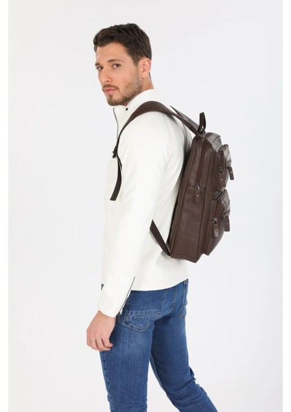 Unisex Suya Dayanıklı 15.6 Inç Uyumlu Bilgisayar-Notebook Uyumlu Suni Deri Sırt Çantası fırsatları