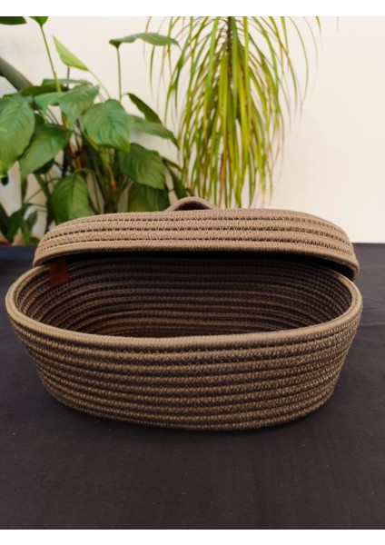 Jüt Hasır Sepet Oval Kapaklı Organizer 30 x 20 fiyatları
