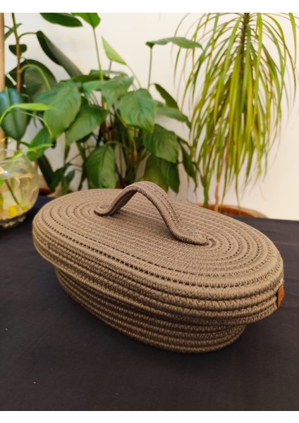 Jüt Hasır Sepet Oval Kapaklı Organizer 30 x 20 modelleri